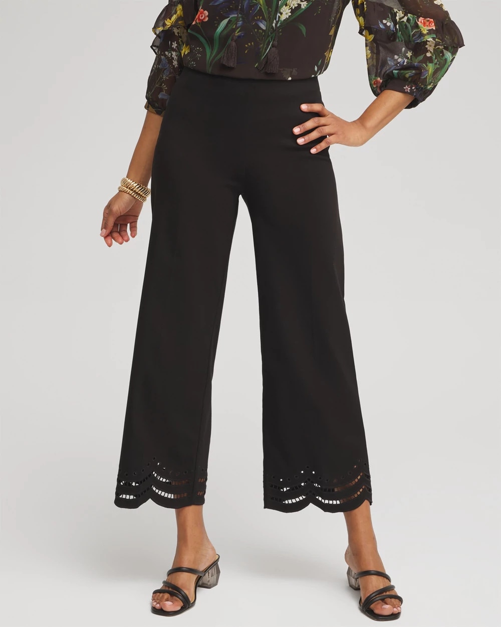 Juliet Eyelet Hem Culotte Pants