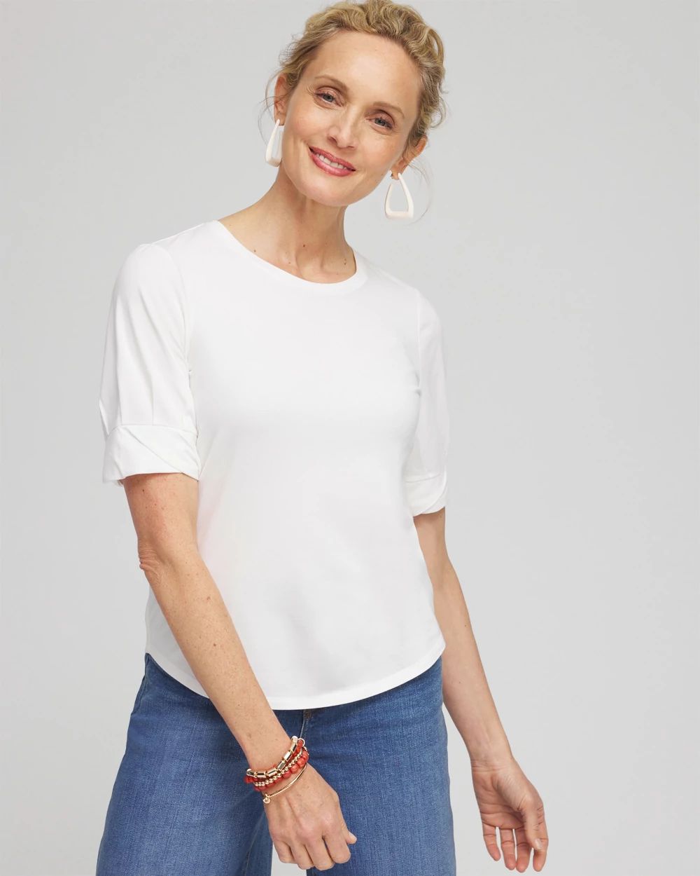 Touch of Cool™ Pleated Roll Cuff Tee