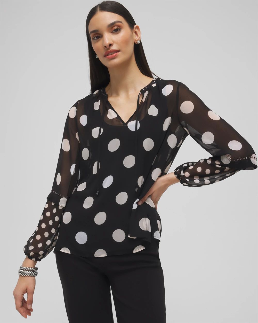 Studded Polka Dot Blouse