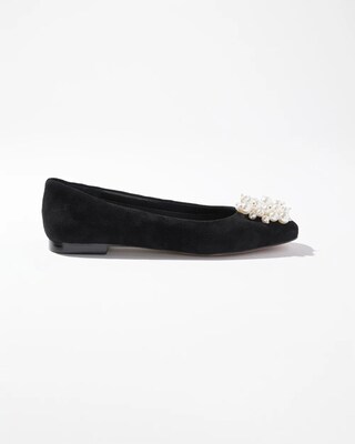 Suede Faux Pearl Flats