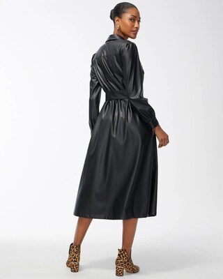 Faux Leather Shirt Dress
