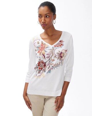 Floral Pima Everyday V-Neck Tee
