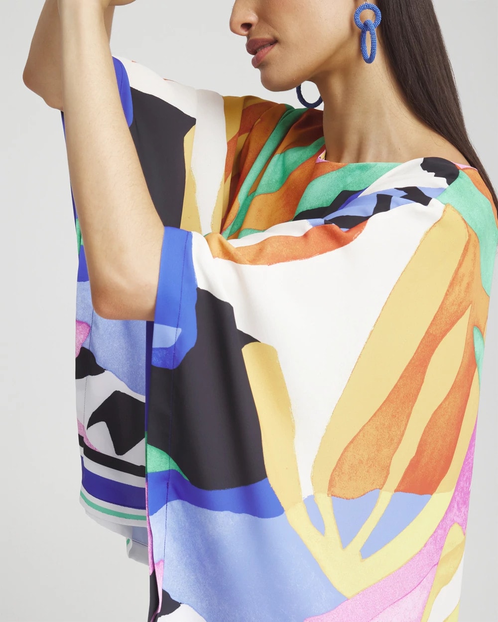 Tropical Border Stripe Poncho