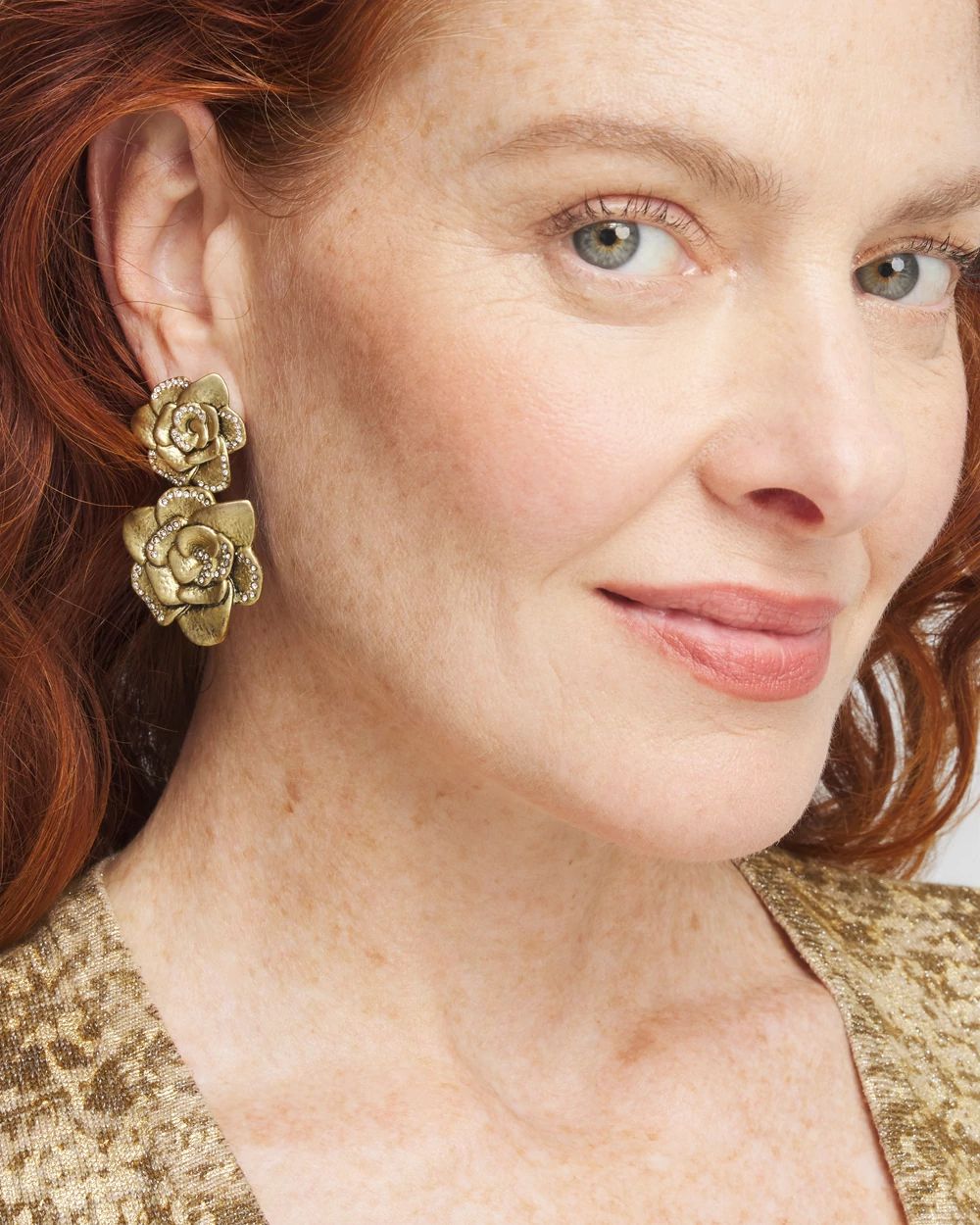 No Droop™ Gold Tone Rose Drop Earrings