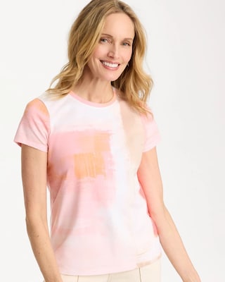 Cotton Stretch Watercolor Cap Sleeve Tee