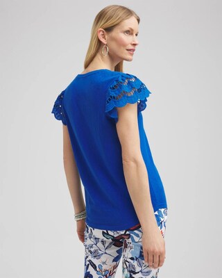 Tiered Eyelet Sleeve Top click to view larger image.