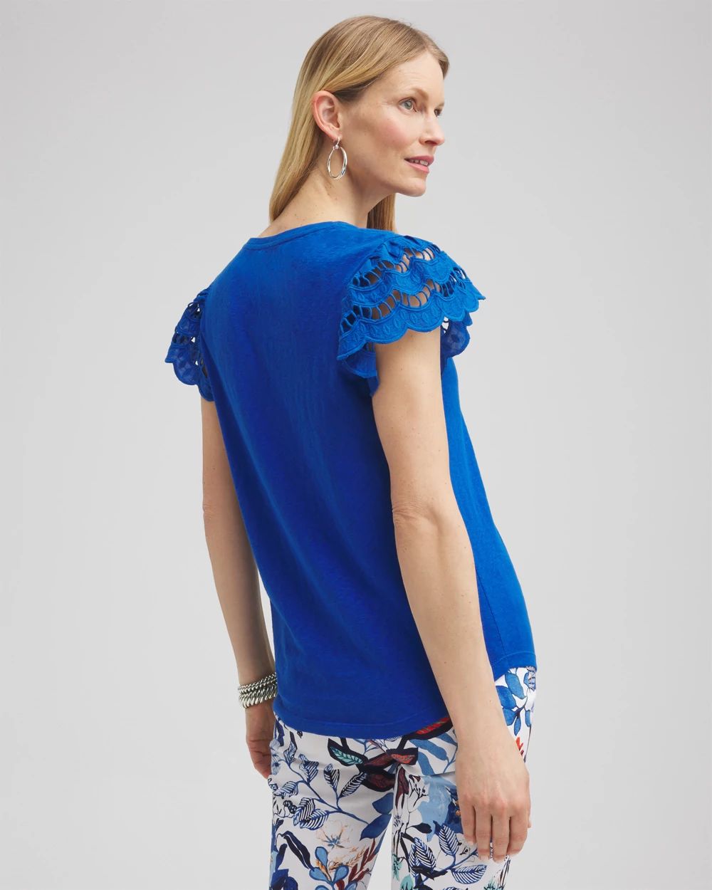 Tiered Eyelet Sleeve Top click to view larger image.