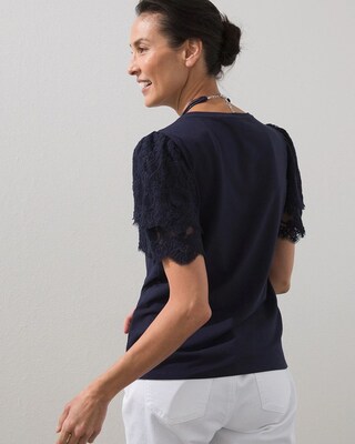 Tier Sleeve Embroidered Tee