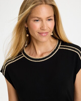 Knit Short Sleeve Trimmed Tee click to view larger image.