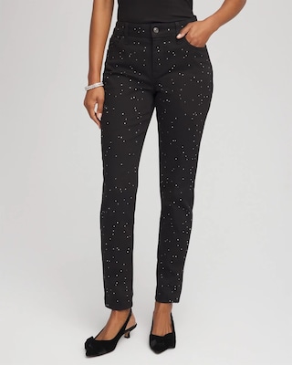 Stone Embellished Girlfriend Slim Ankle Jeans