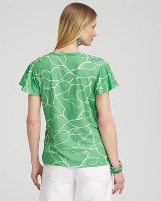 Green Lines Flutter Sleeve Tee click to view larger image.