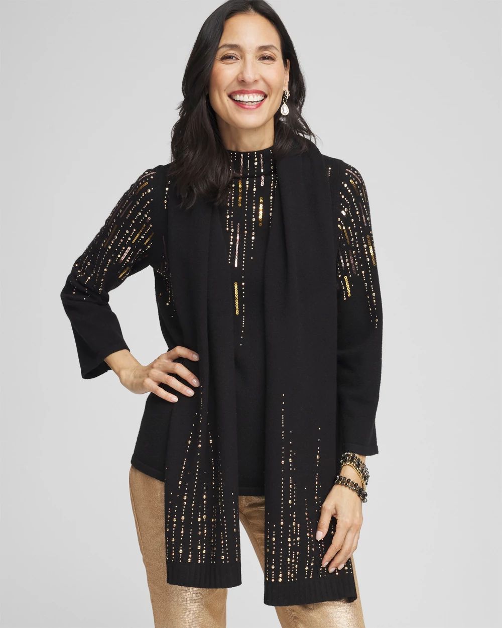 Black Embellished Scarf
