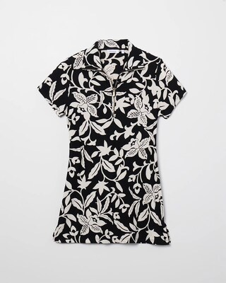 Travelers Floral Print Zip Front Top