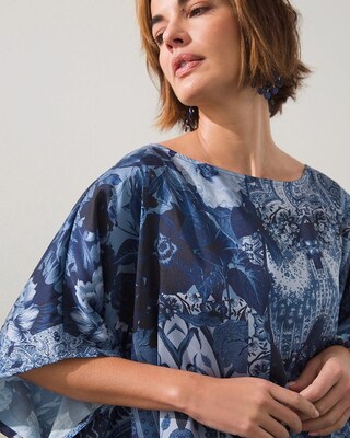 Floral Tapestry Woven Poncho