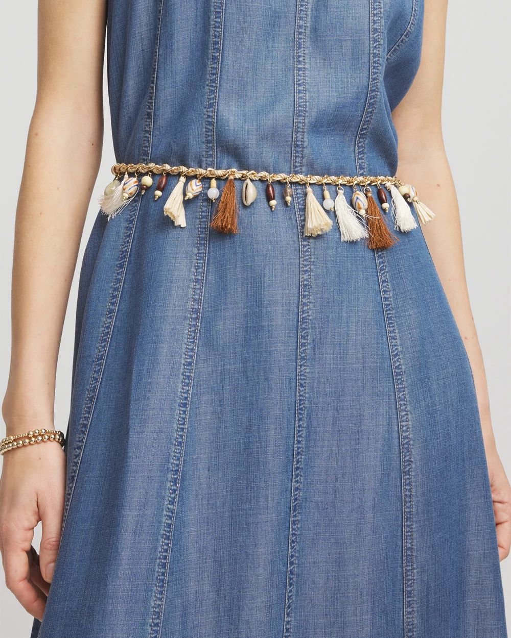 Brass-Plated Beaded Chain Belt