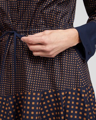 Asymmetrical Mixed Print Shirt Dress