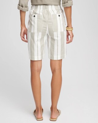 Striped Cotton-Linen Pull-On Utility Shorts click to view larger image.