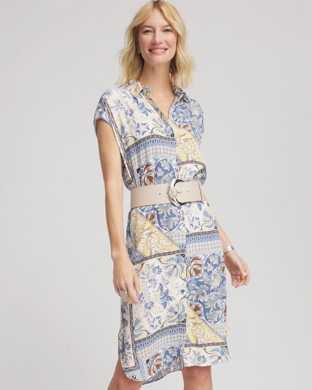Ecovero™ Crinkle-Cut Midi Shirtdress