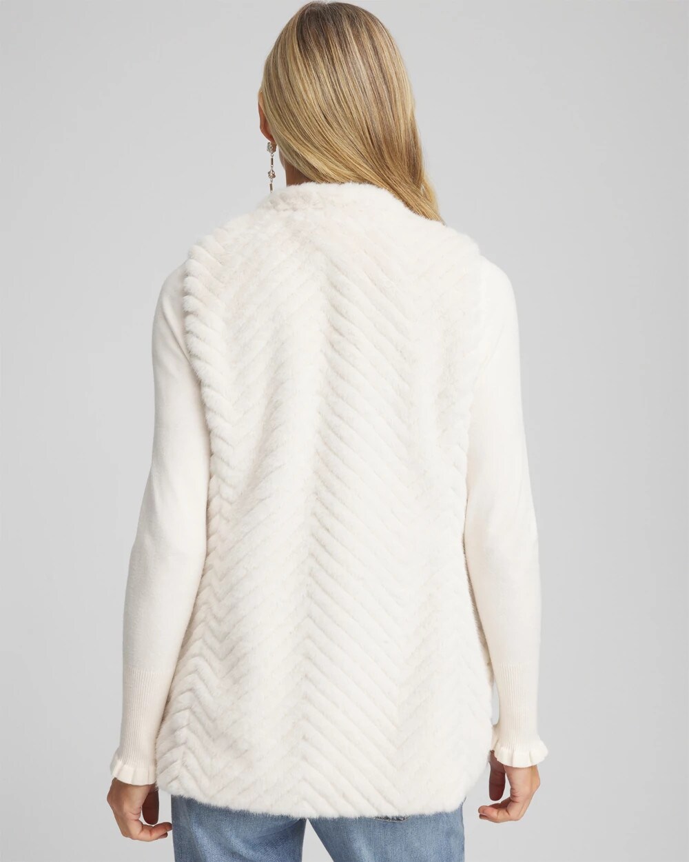 Pearl Embellished Faux Fur Vest