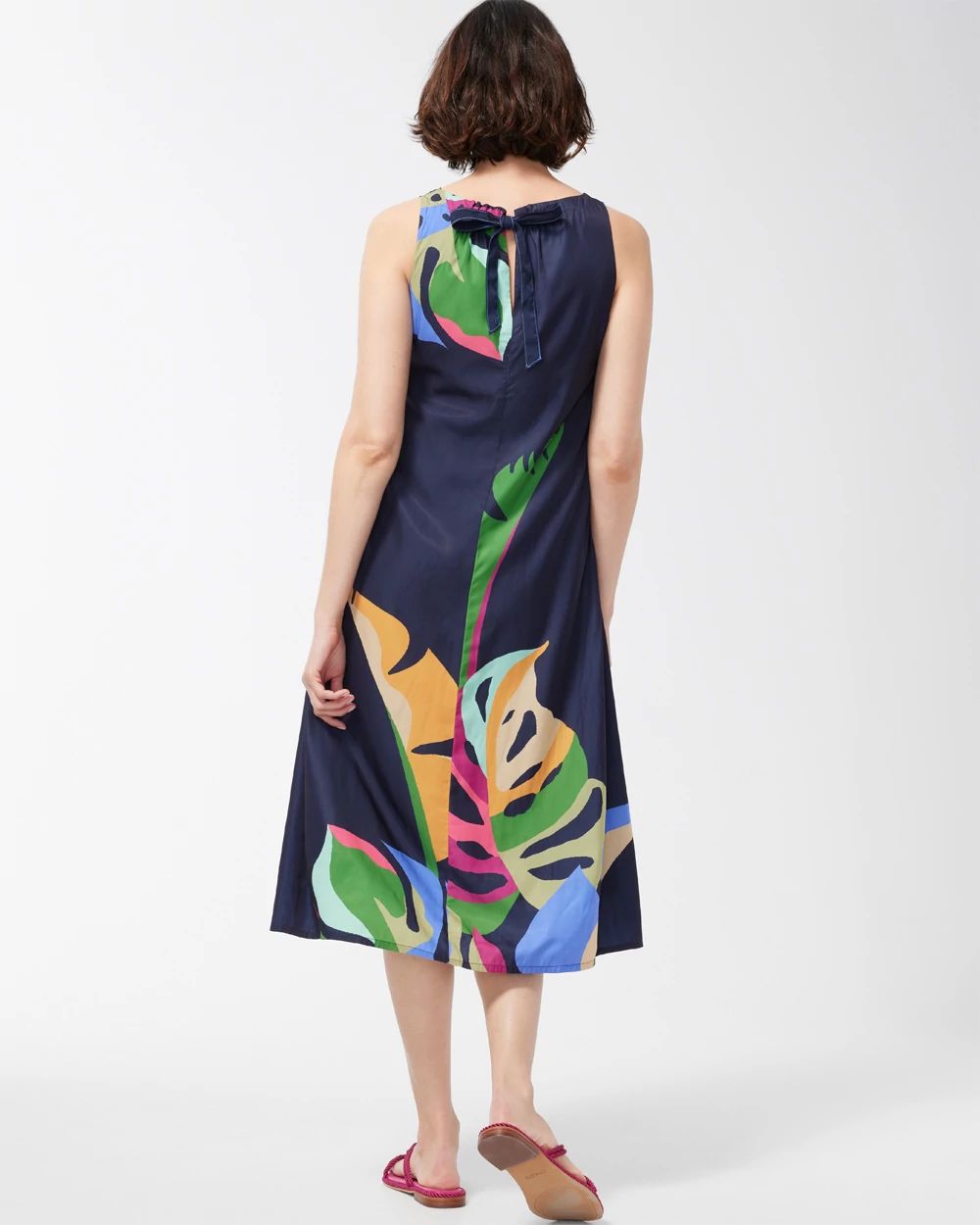 Tie-Back Floral Print Trapeze Dress