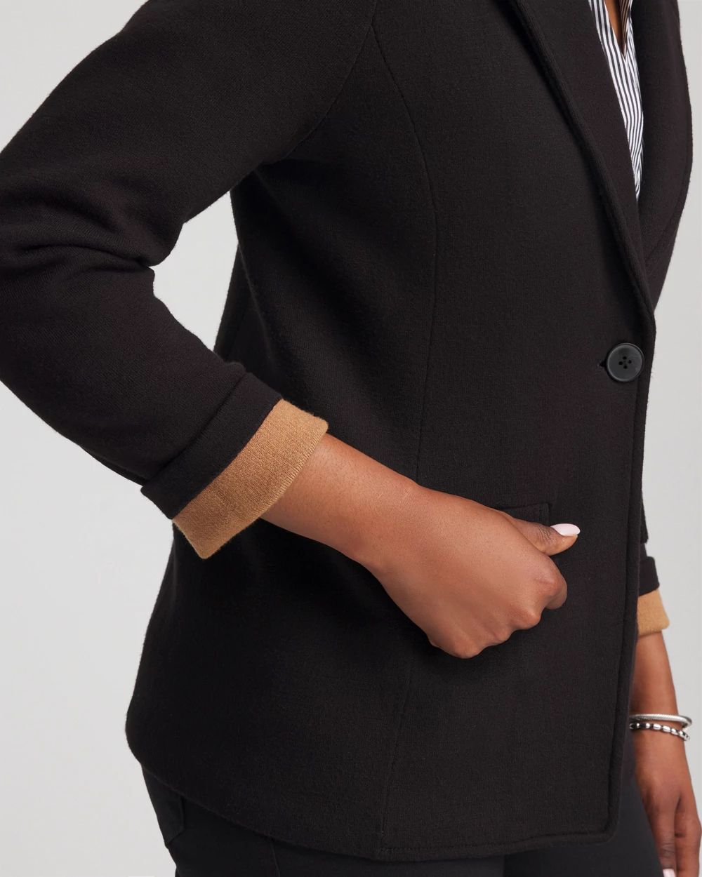 Single-Breasted Sweater Blazer