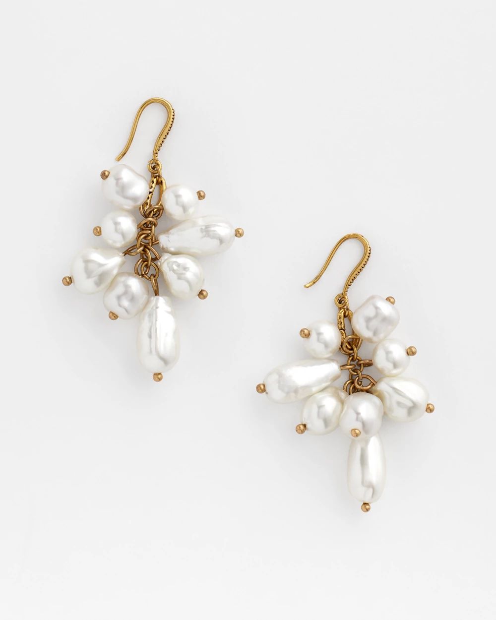 No Droop™ Faux-Pearl Cluster Earrings