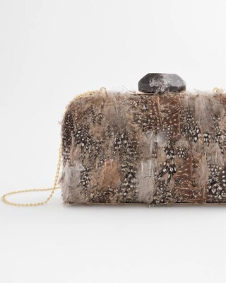 Hand-Made Feather Clutch Shoulder Bag click to view larger image.