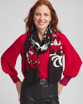 Embellished Floral Scarf