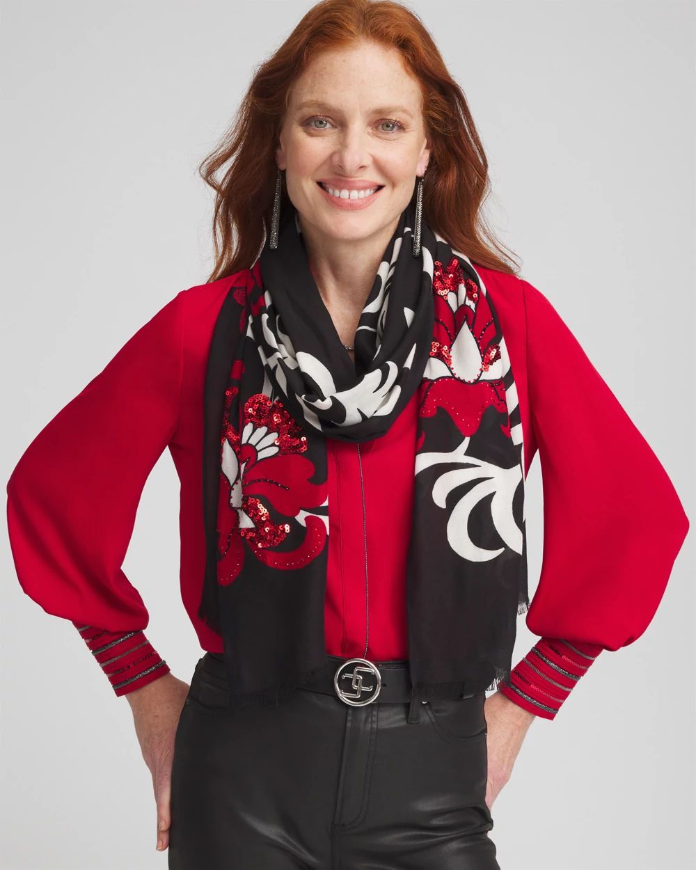 Embellished Floral Scarf