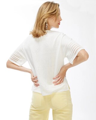 Linen-Blend Cutwork Tee