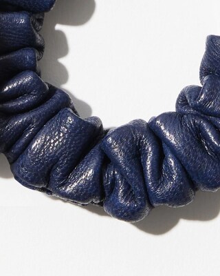 Navy Leather Hoops