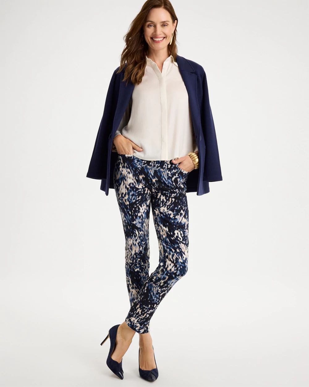 Brigitte™ Slim Swirled Pull-On Ankle Pants