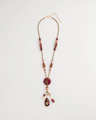 Wood Fire Agate Beaded Y-Necklace