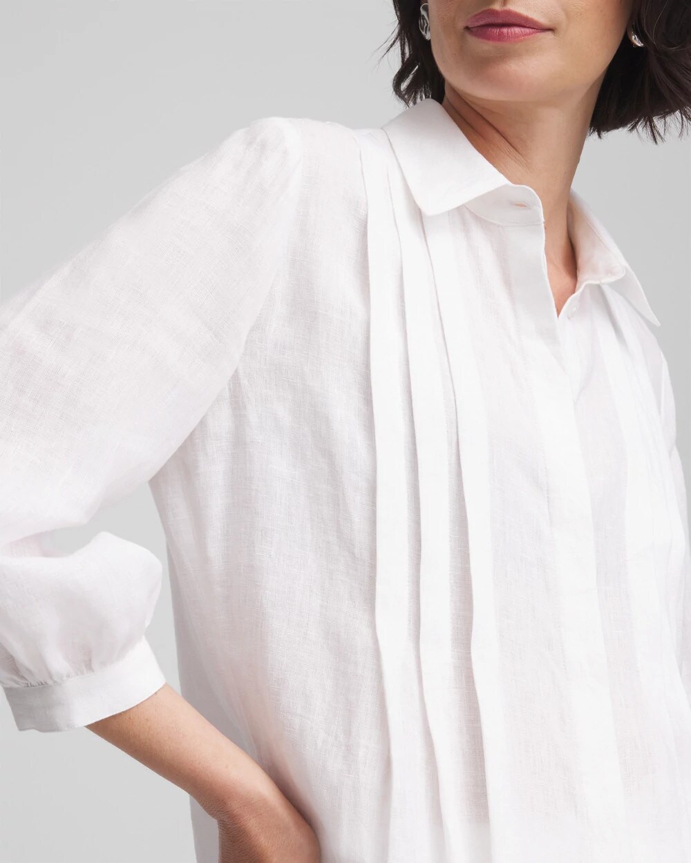 Pintuck Placket Linen Tunic