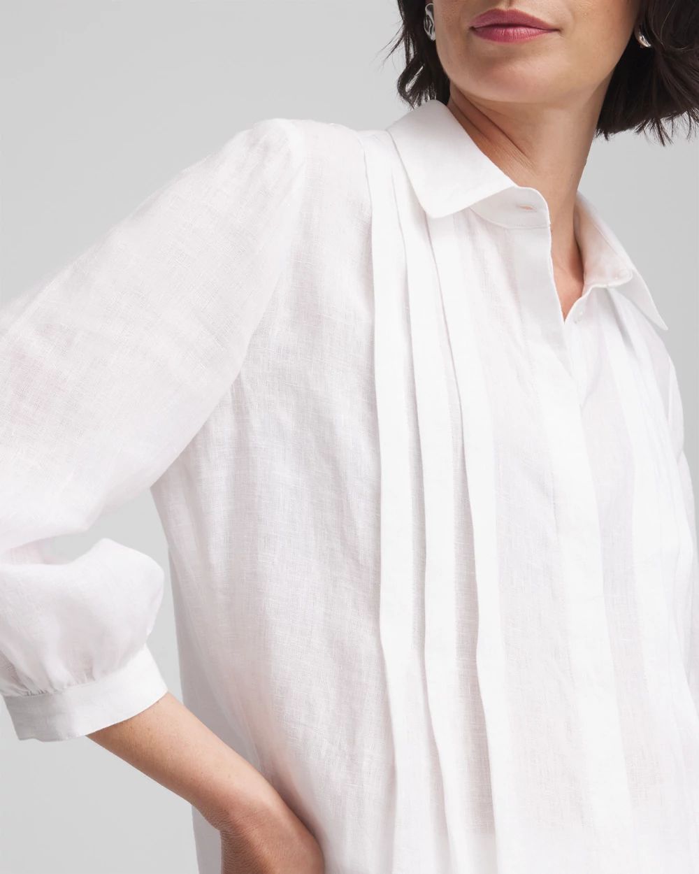 Pintuck Placket Linen Tunic click to view larger image.