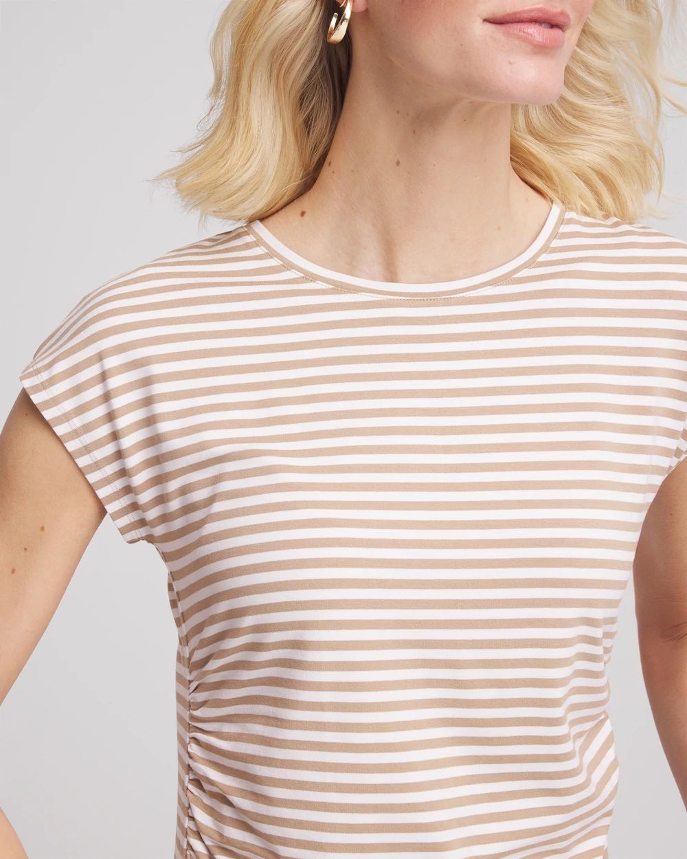 Neutral Striped Cap Sleeve Dolman Tee