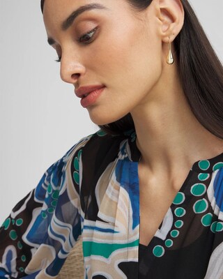 No Droop™ Gold Tone Teardrop Threader Earrings click to view larger image.