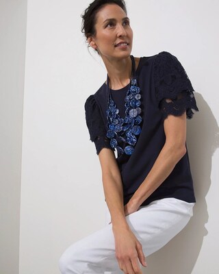 Tier Sleeve Embroidered Tee