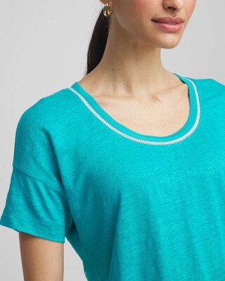 Sweater Trim Linen Tee click to view larger image.