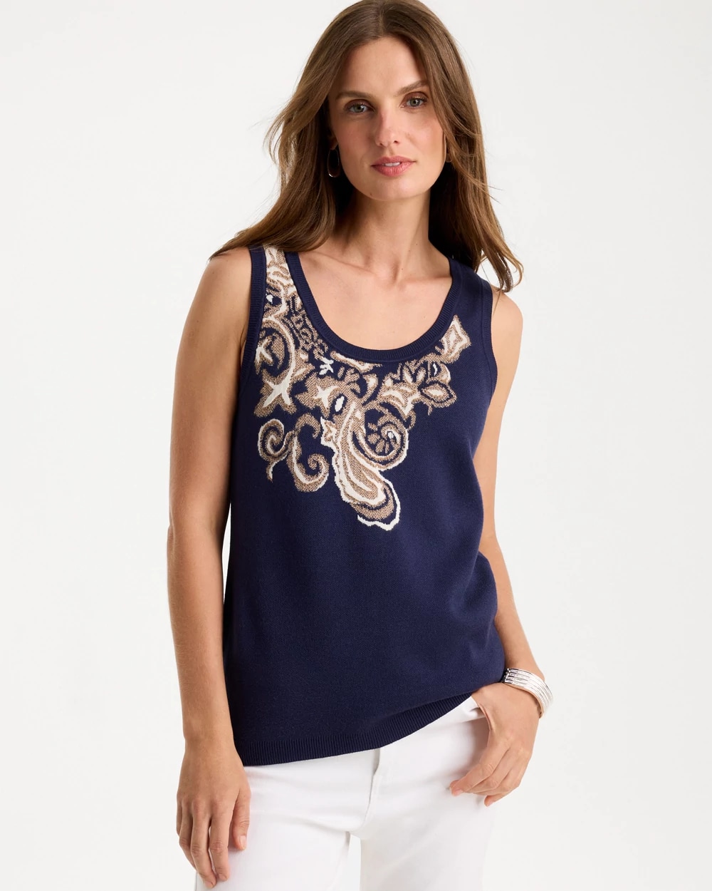 Ella Intarsia Scoopneck Sweater Tank, photo 1 of 5