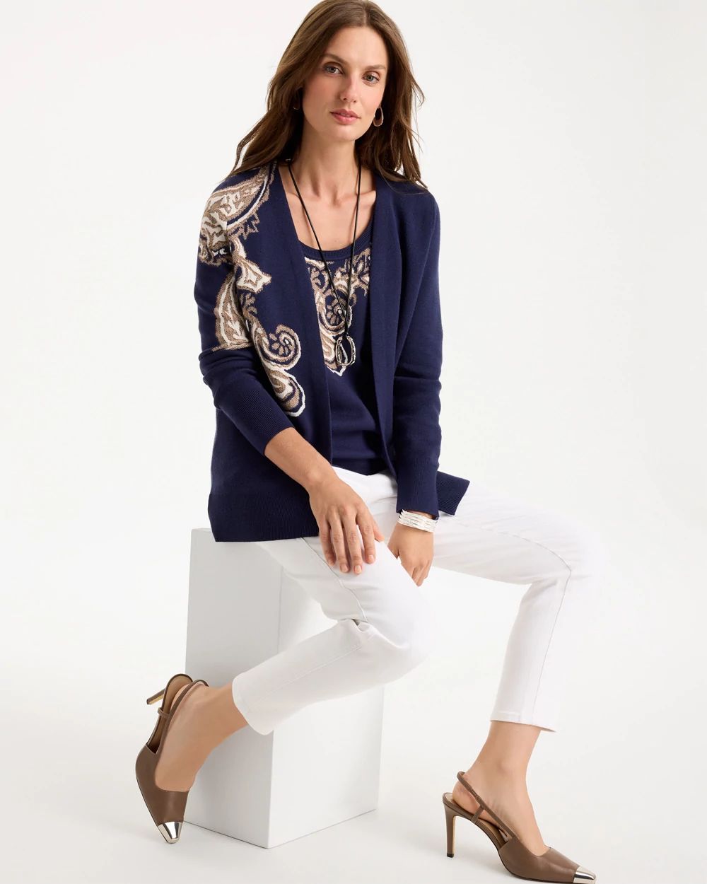 Ella Printed Long-Sleeve Cardigan click to view larger image.