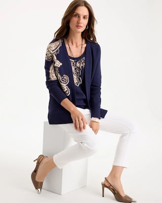 Ella Printed Long-Sleeve Cardigan click to view larger image.