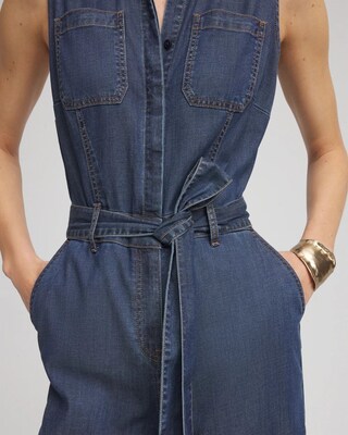 Denim Wide-Leg Jumpsuit click to view larger image.