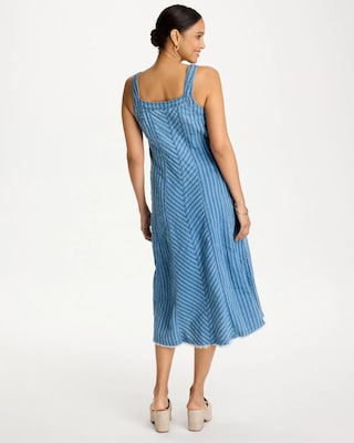 Striped Gauze Denim Dress click to view larger image.