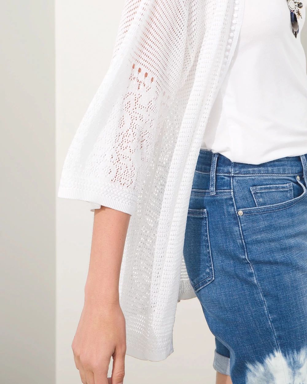 3/4 Sleeve Crochet Kimono
