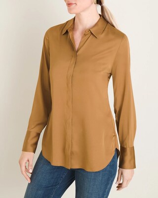 Satin Double-Button Cuff Shirt