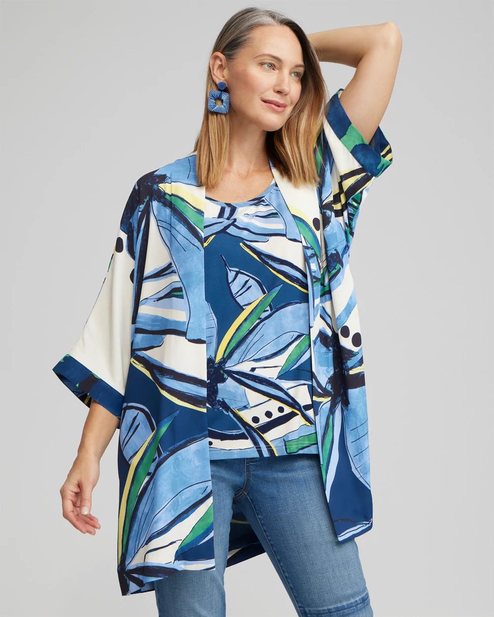 Floral Print Long Kimono