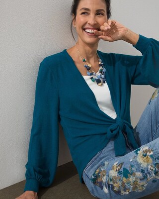 Cozy Tie Front Wrap Cardigan