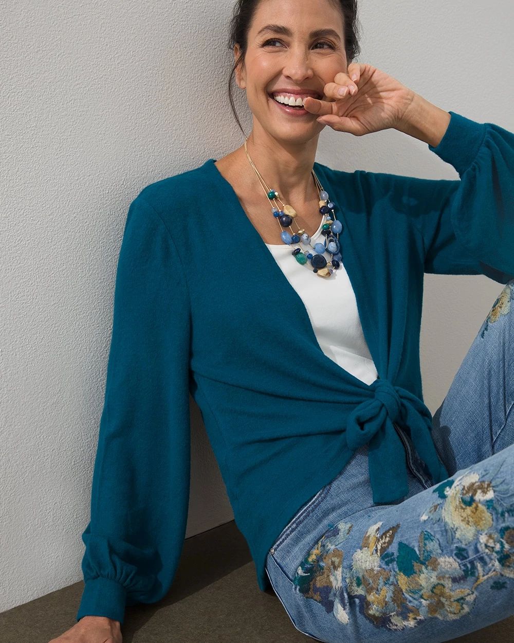 Cozy Tie Front Wrap Cardigan