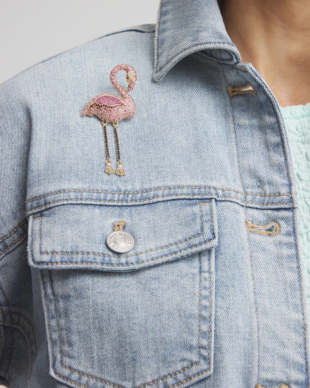 Pink Diamond-Effect Flamingo Brooch